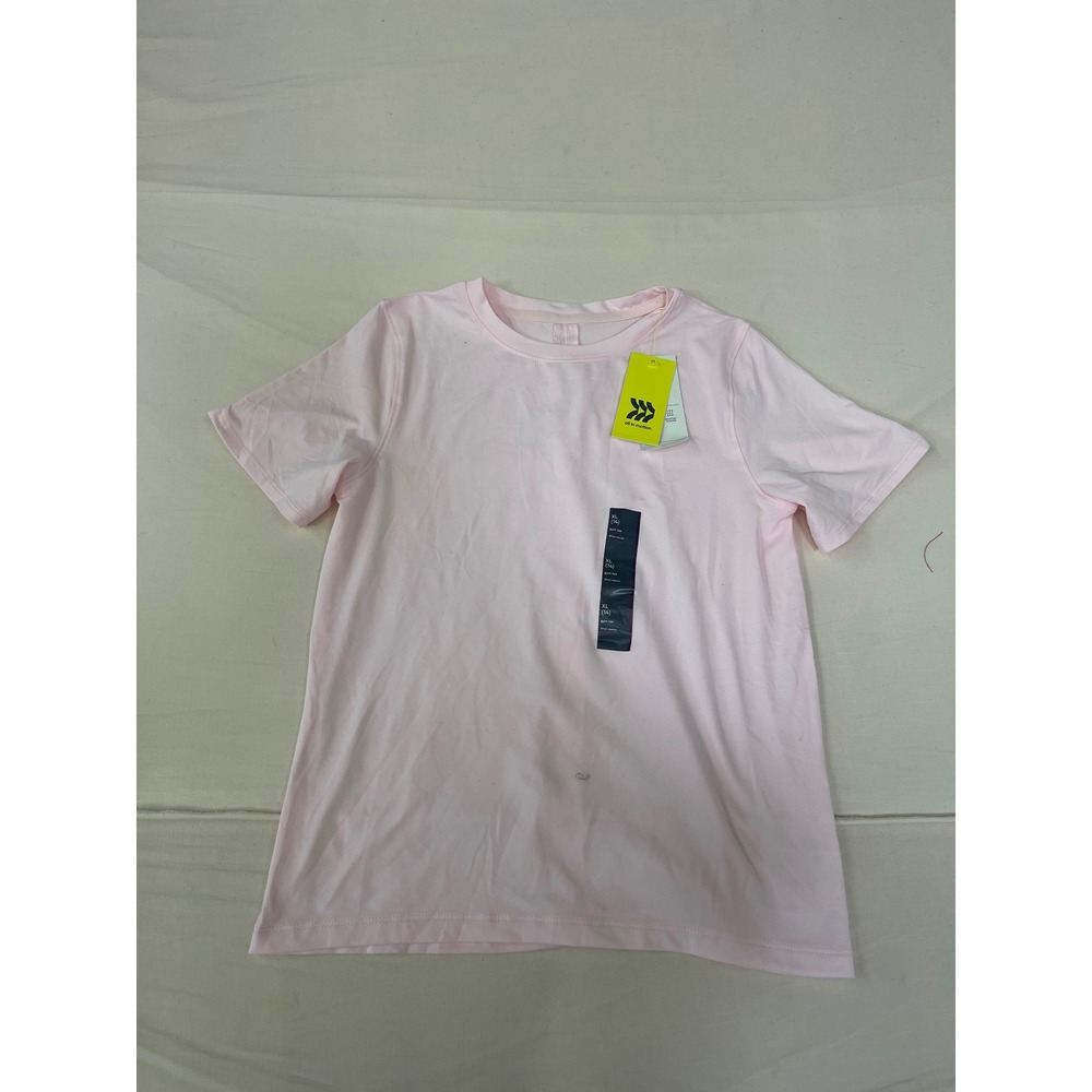 All in Motion Girls XL 14 Pink Short Sleeve Gym Tee Moisture Wicking UPF 50+